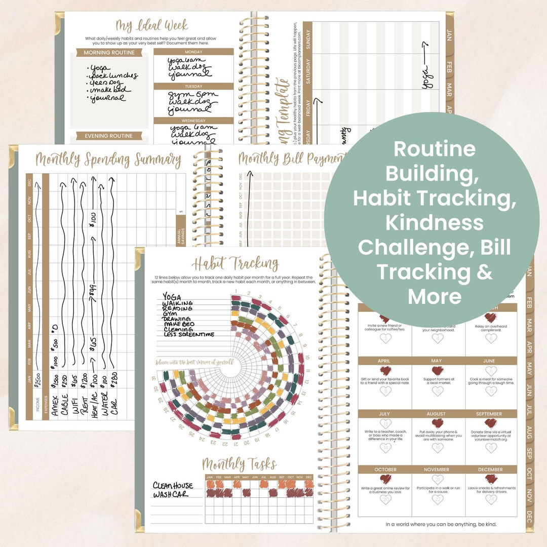 2026 Hard Cover Planner, 5.5" x 8.25", Linen, Green