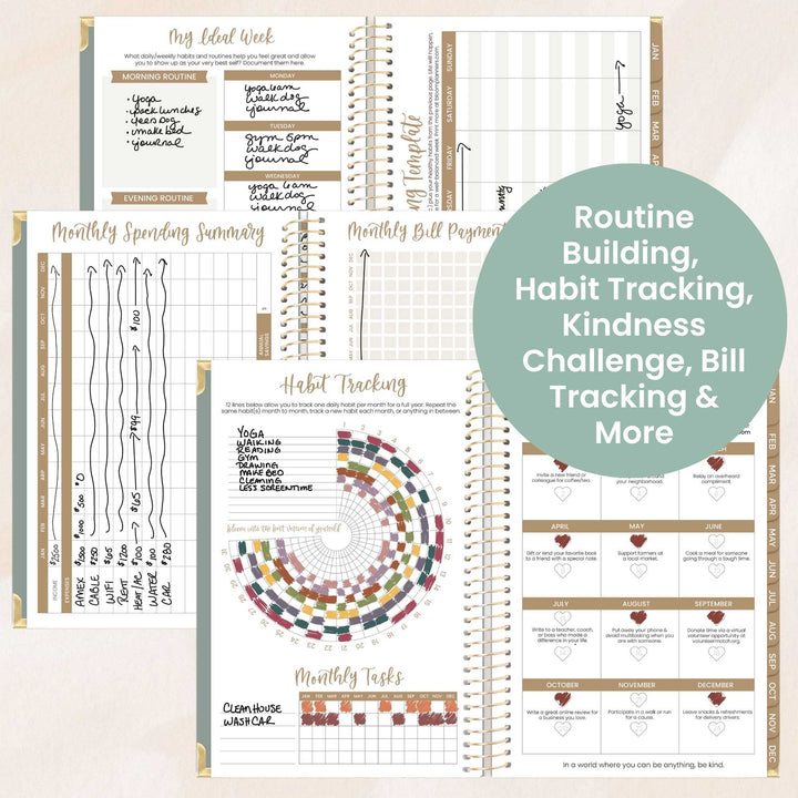 2026 Hard Cover Planner, 5.5" x 8.25", Linen, Green