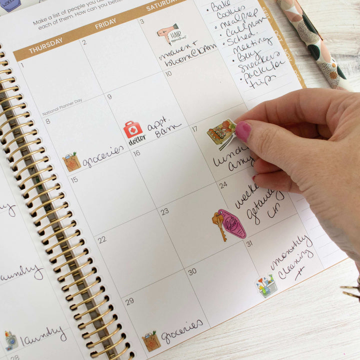 Planner Stickers, Hand-Drawn Everyday Essentials Pack