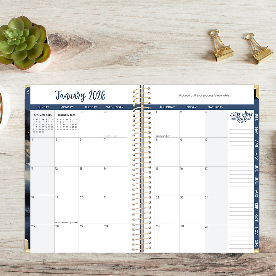 2026 Hard Cover Planner, 5.5" x 8.25", Midnight Sky