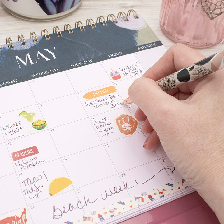 2026-2027 19 Month Standing Flip Desk Calendar, 8" x 10", Paint Strokes