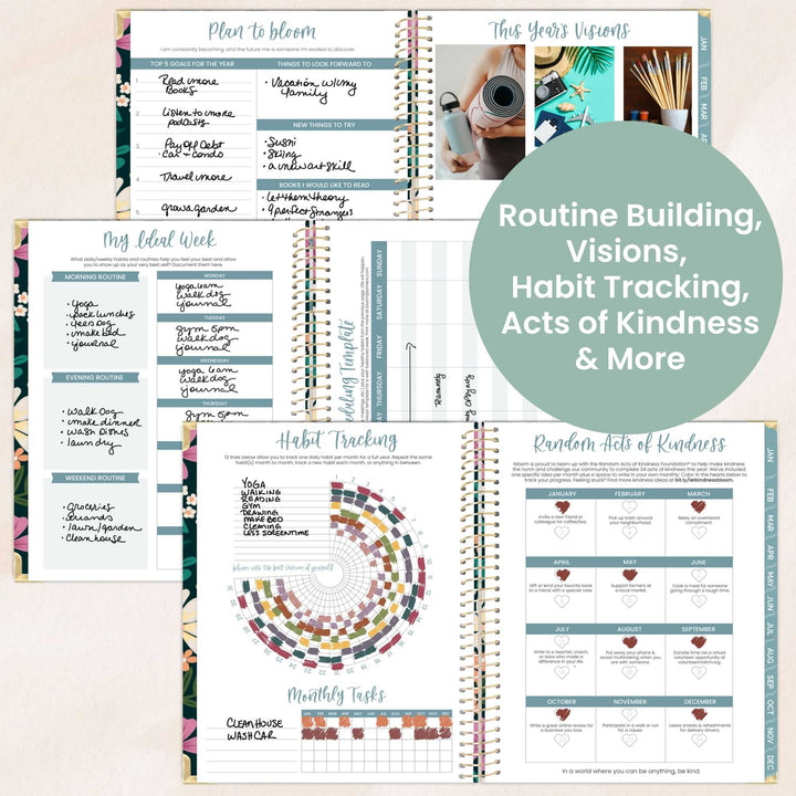 2026 Hard Cover Planner, 8.5" x 11", Blooming Wildly