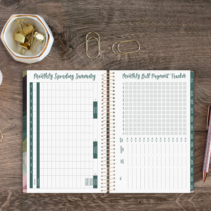2025-26 Soft Cover Planner, 5.5" x 8.25", Emerald Paint Strokes