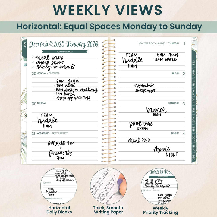 2026 Soft Cover Planner, 4" x 6", Eucalyptus, White