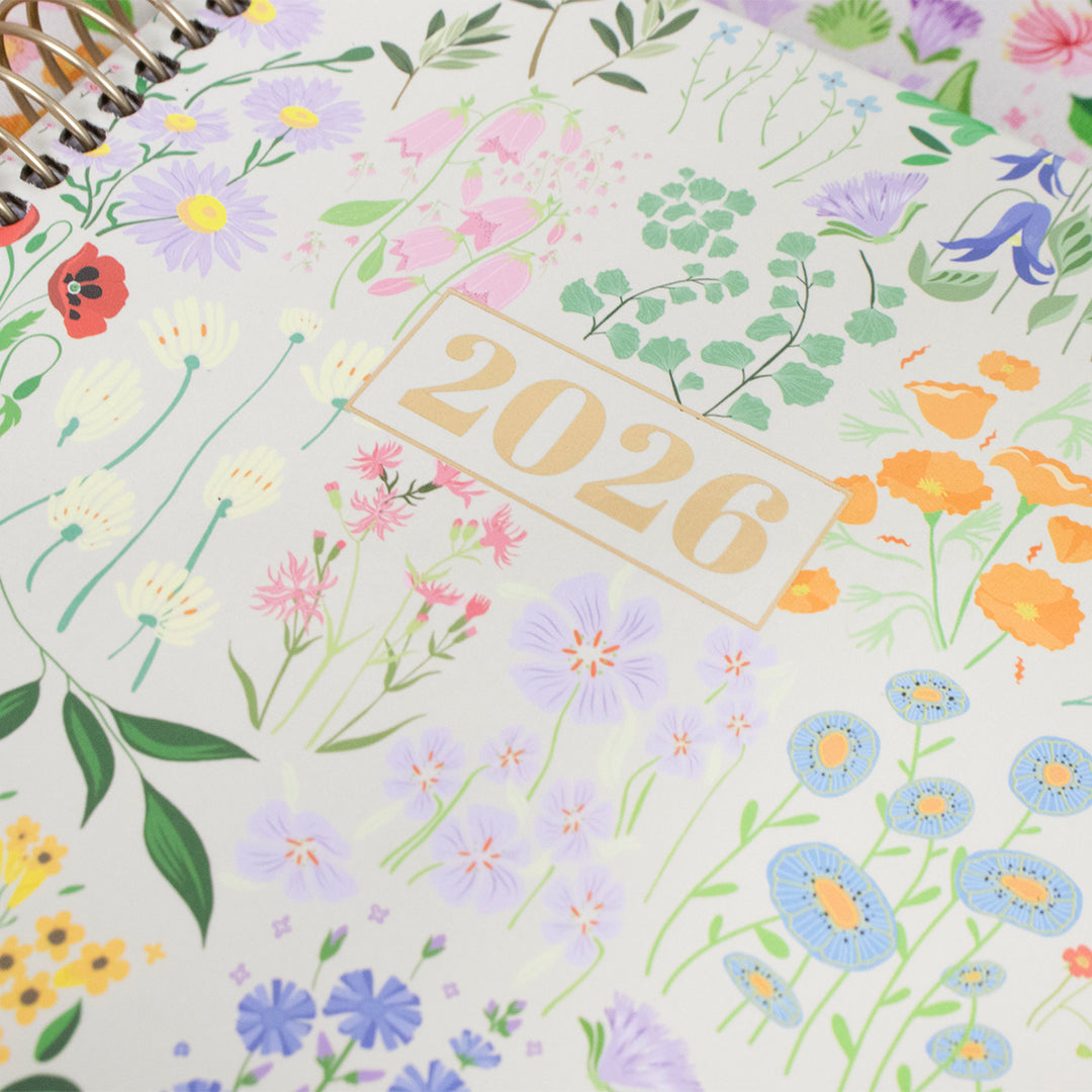 2026 Hard Cover Planner, 5.5" x 8.25", Garden Party, Beige