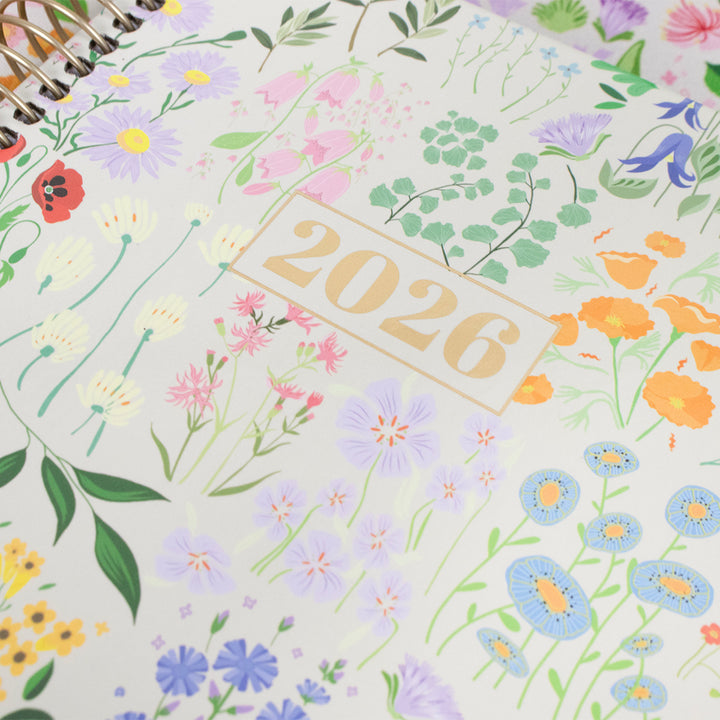 2026 Hard Cover Planner, 5.5" x 8.25", Garden Party, Beige