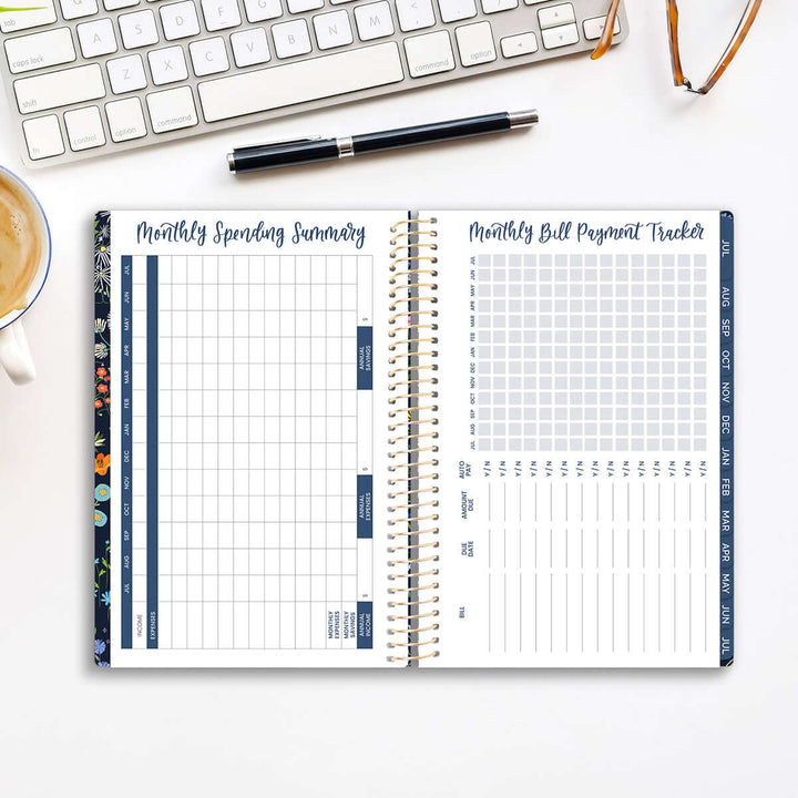 2025-26 Soft Cover Planner, 5.5" x 8.25", Garden Party, Navy