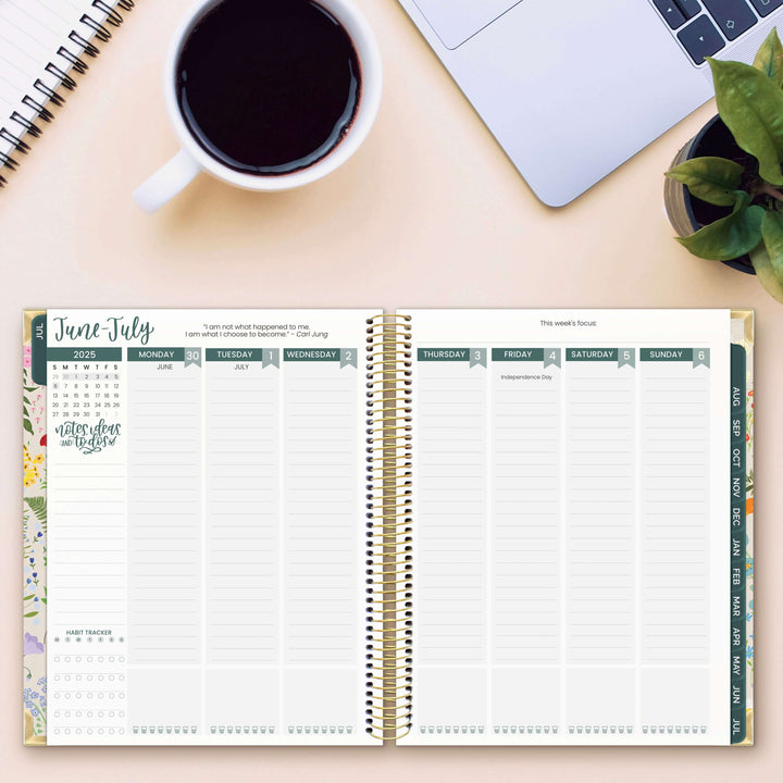 2025-26 Vision Planner, 7.5" x 9", Garden Party, Beige