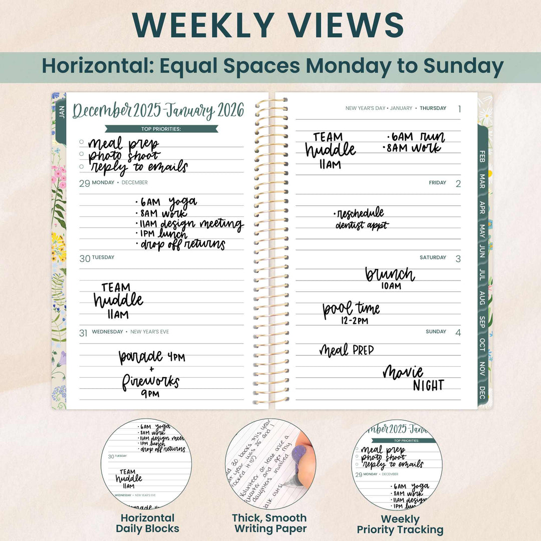 2026 Soft Cover Planner, 4" x 6", Garden Party, Beige