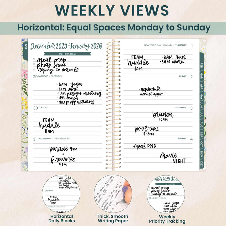 2026 Soft Cover Planner, 4" x 6", Garden Party, Beige