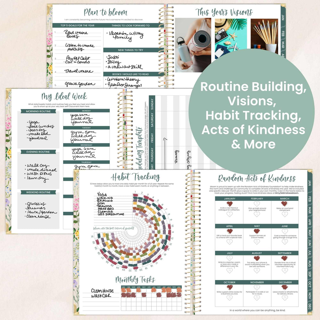 2026 Hard Cover Planner, 8.5" x 11", Garden Party, Beige