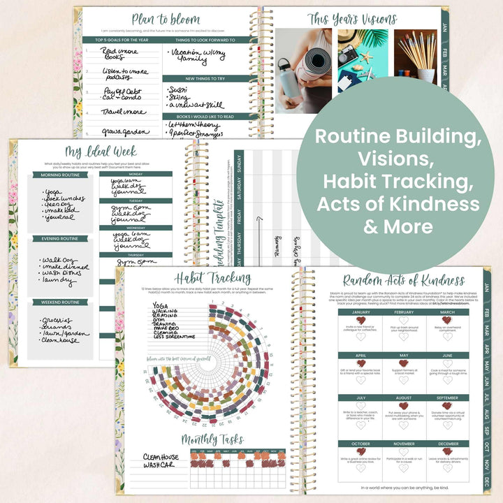 2026 Hard Cover Planner, 8.5" x 11", Garden Party, Beige