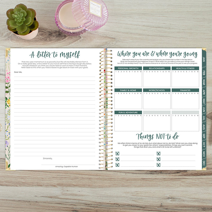 2026 Hard Cover Planner, 8.5" x 11", Garden Party, Beige