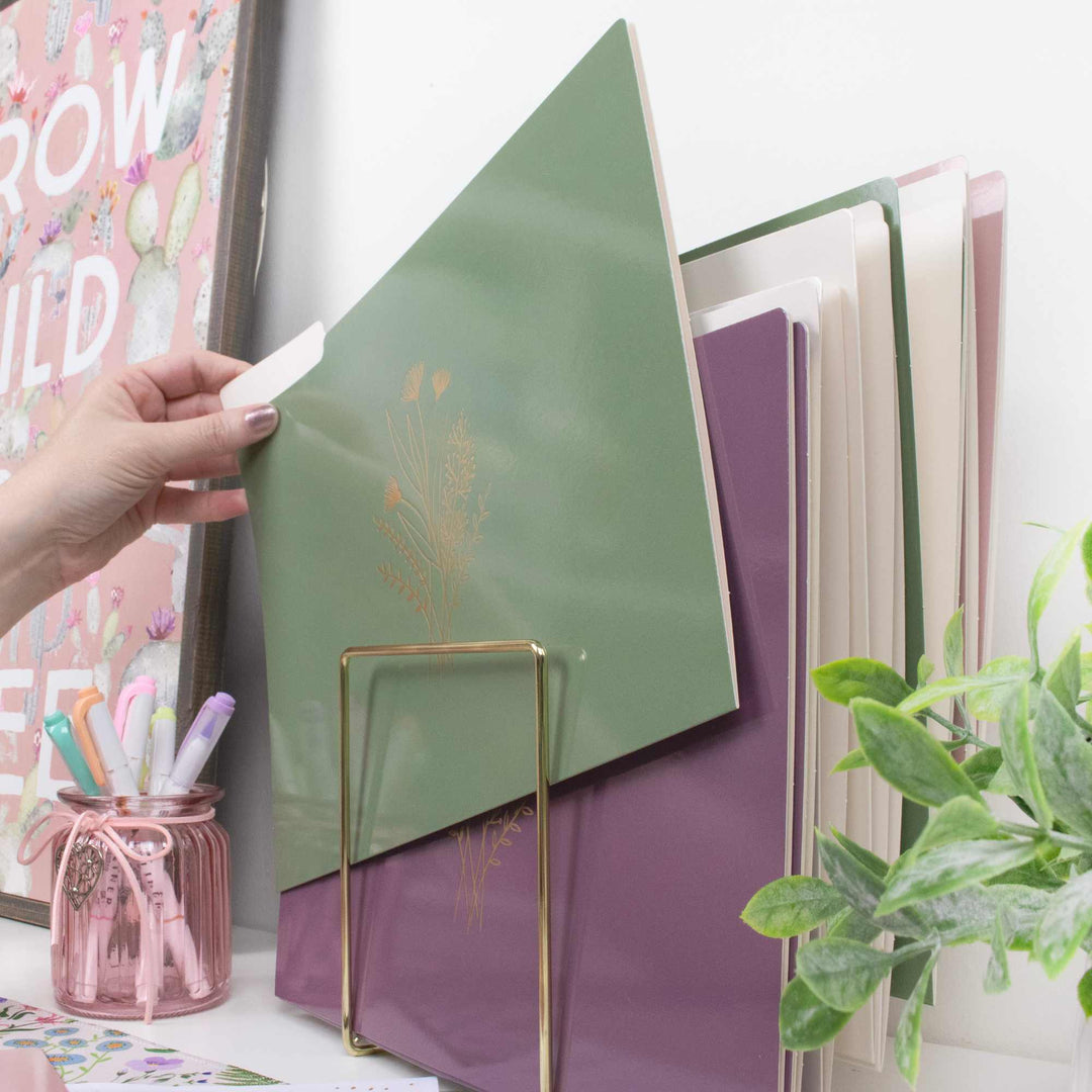 File Folder Set, 12 Pack, Gold Foil Florals