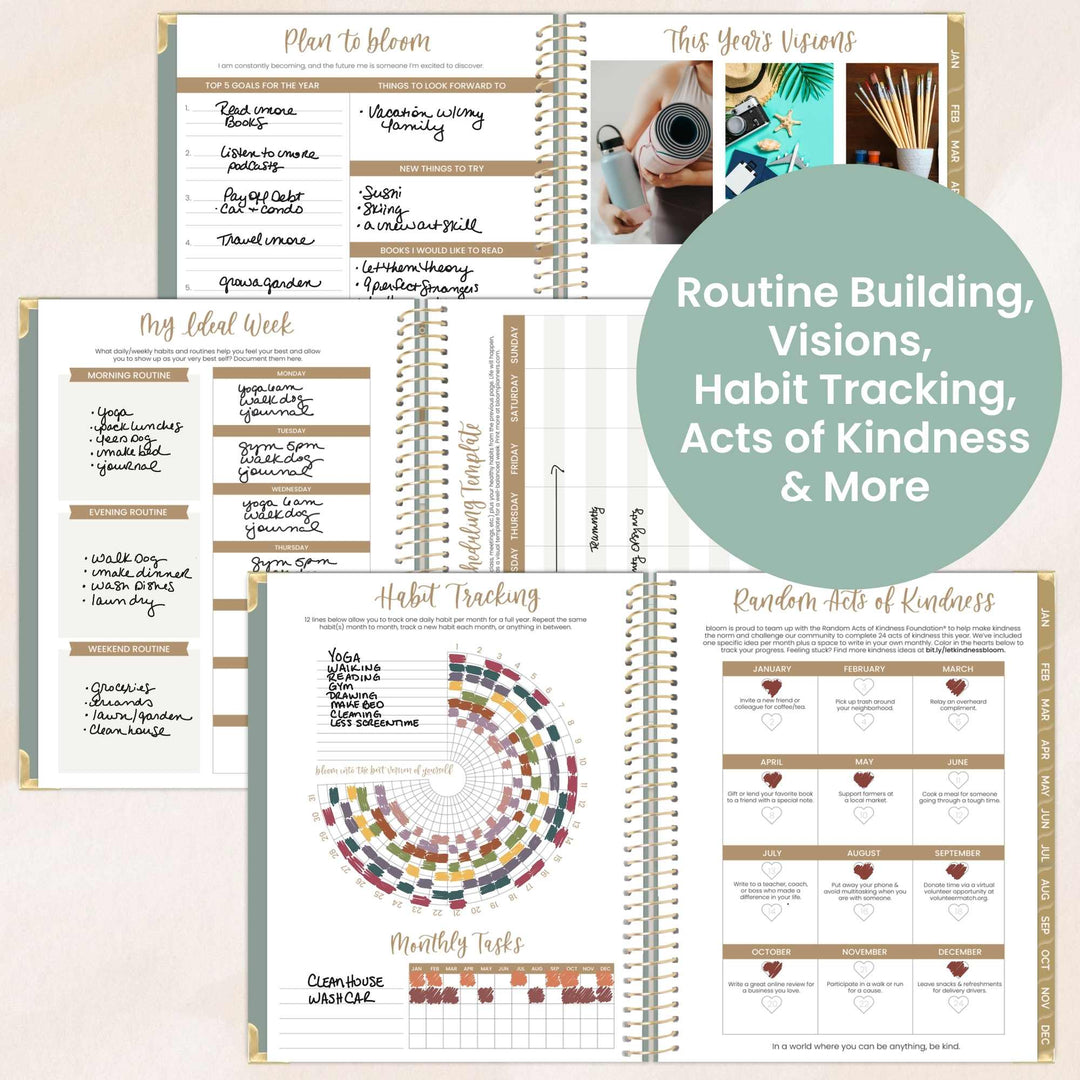 2026 Hard Cover Planner, 8.5" x 11", Linen, Green