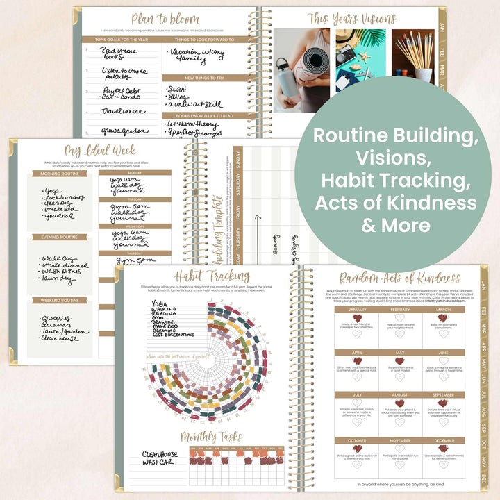 2026 Hard Cover Planner, 8.5" x 11", Linen, Green