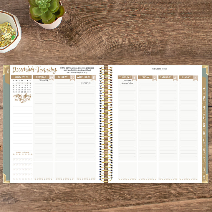 2026 Vision Planner, 7.5" x 9", Green Linen