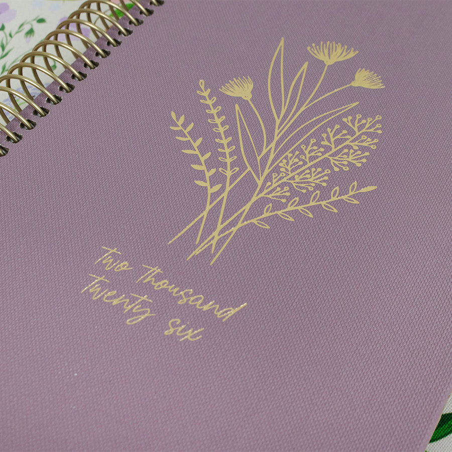 2026 Hard Cover Planner, 5.5" x 8.25", Linen, Purple