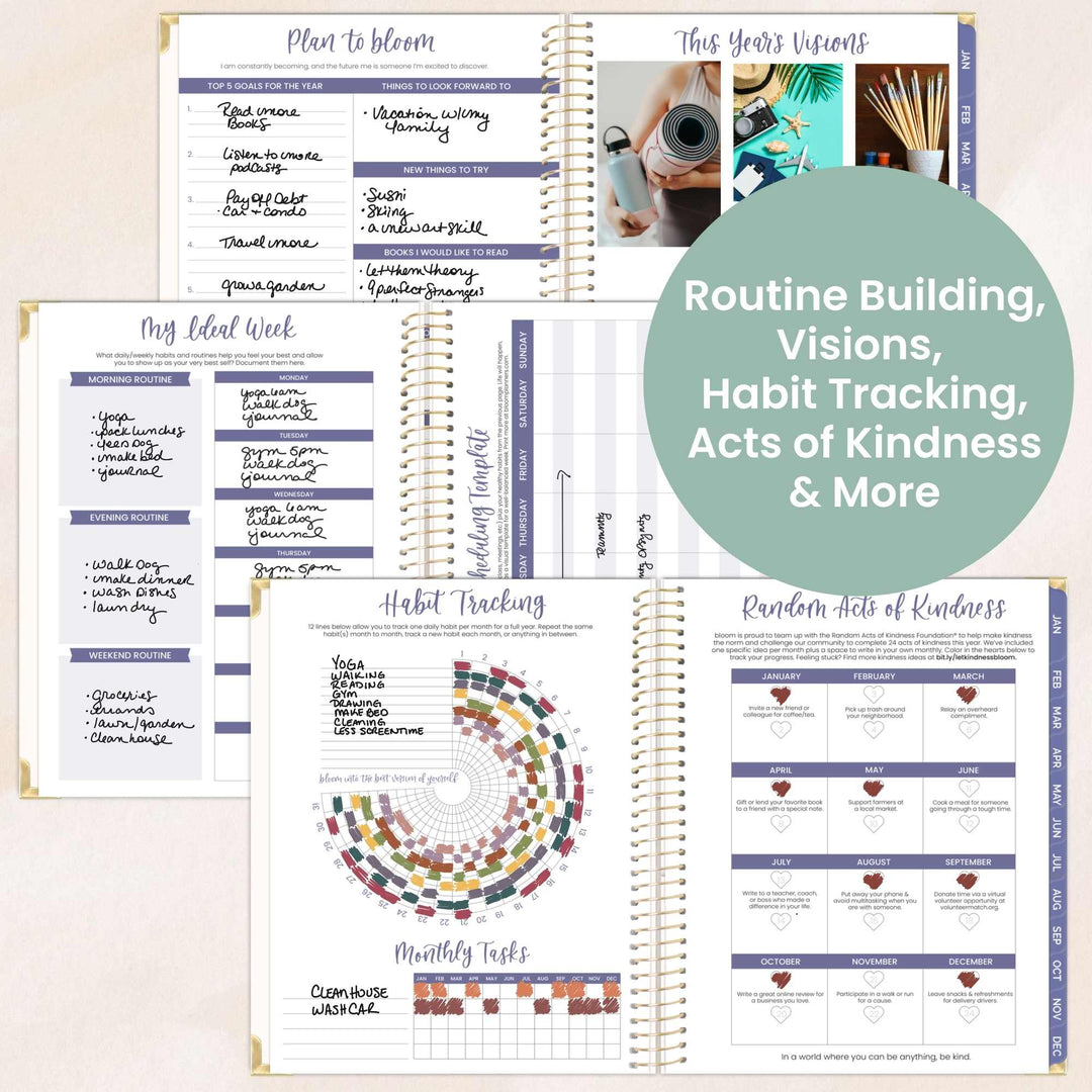 2026 Hard Cover Planner, 8.5" x 11", Spread Kindness Like Wildflowers