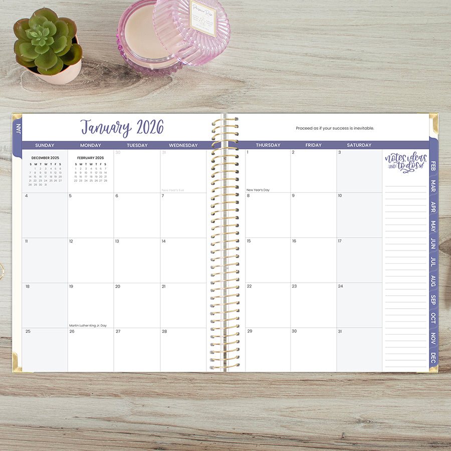 2026 Hard Cover Planner, 8.5" x 11", Spread Kindness Like Wildflowers