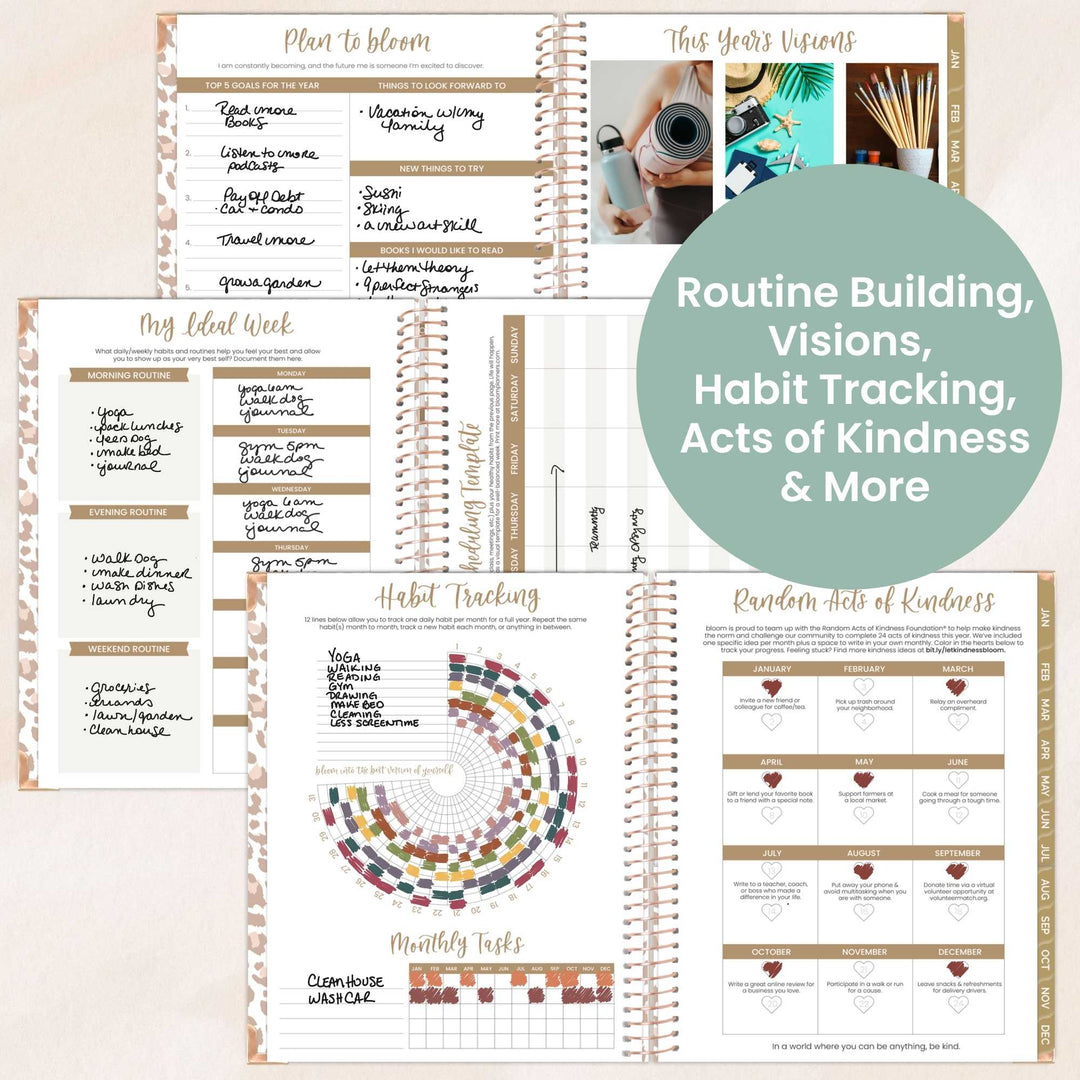 2026 Hard Cover Planner, 8.5" x 11", Tan Leopard