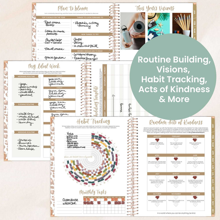 2026 Hard Cover Planner, 8.5" x 11", Tan Leopard