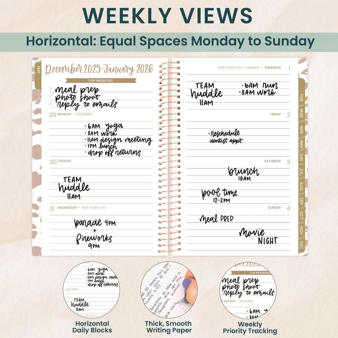 2026 Soft Cover Planner, 4" x 6", Tan Leopard