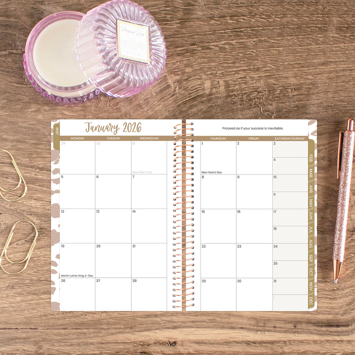 2026 Soft Cover Planner, 4" x 6", Tan Leopard