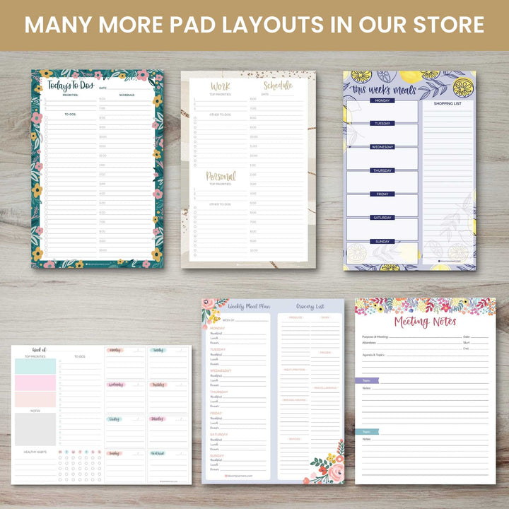 Planning Pad, 8.5" x 11", Horizontal Weekly Planner, Teal Floral