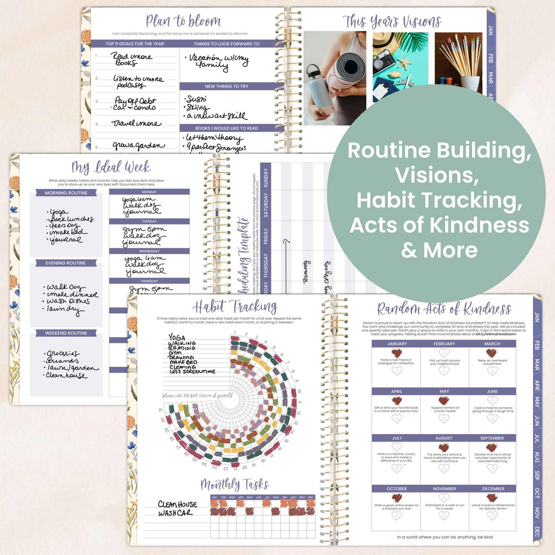 2026 Hard Cover Planner, 8.5" x 11", Whimsical Wildflowers