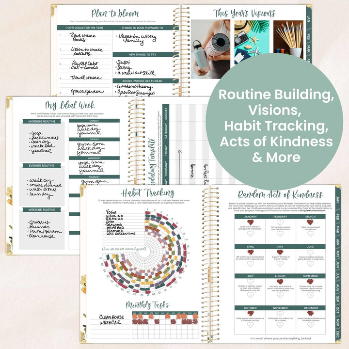 2026 Hard Cover Planner, 8.5" x 11", Beige Bouquet