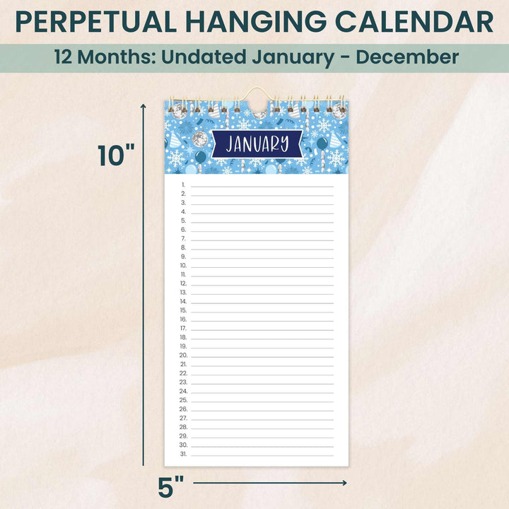 Perpetual Calendar, 5" x 10", Holiday Icons