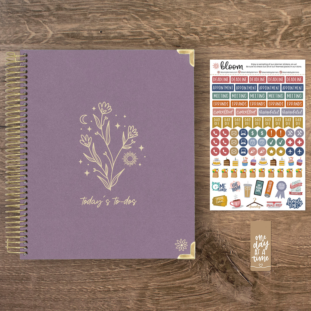 6-Month Undated Daily To-Do Planner, 7” x 9”, Purple Linen