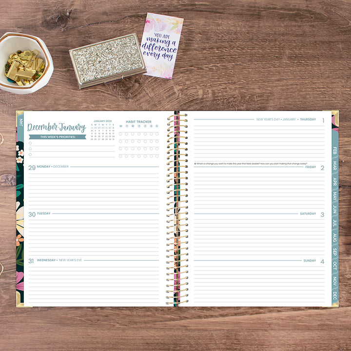 2026 Hard Cover Planner, 8.5" x 11", Blooming Wildly