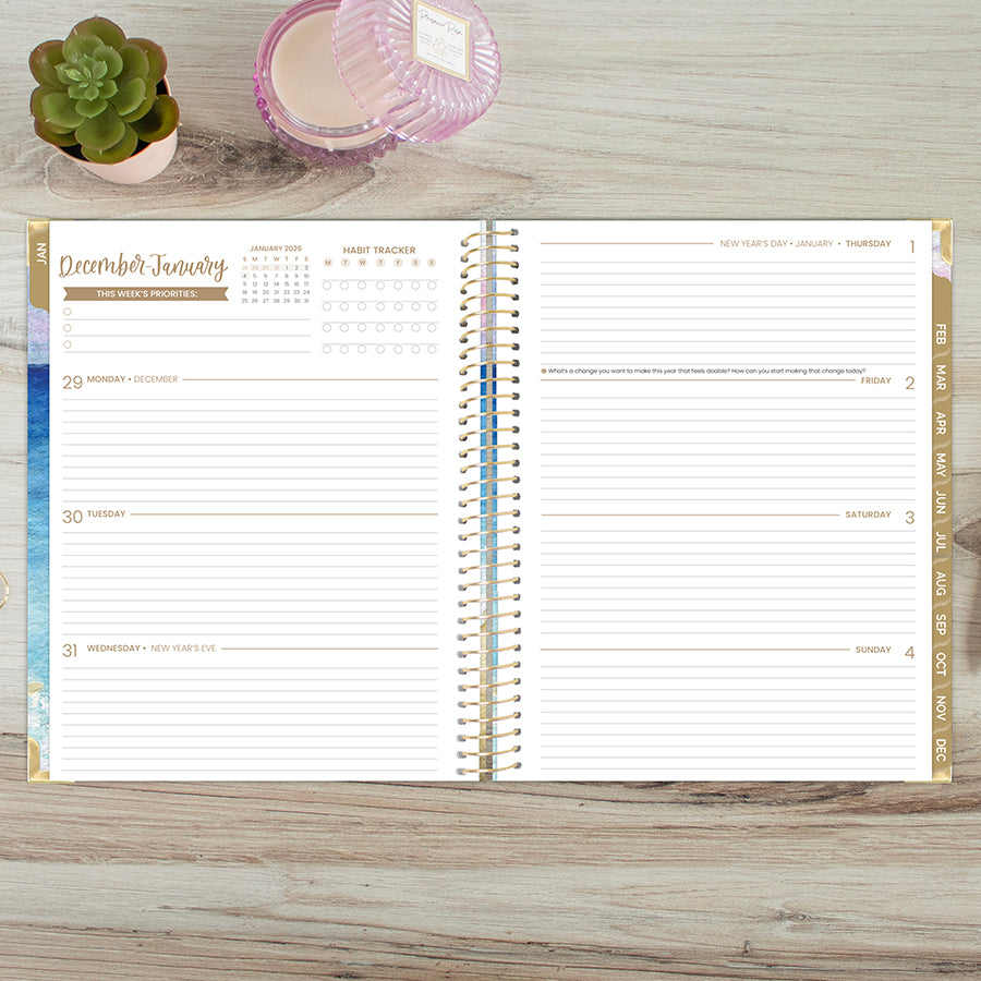 2026 Hard Cover Planner, 8.5" x 11", Coastal Calm
