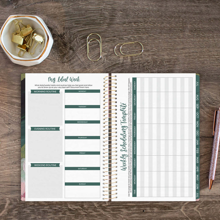 2025-26 Soft Cover Planner, 5.5" x 8.25", Emerald Paint Strokes