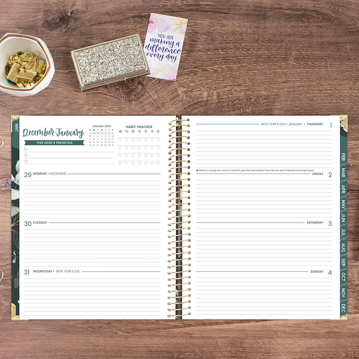 2026 Hard Cover Planner, 8.5" x 11", Eucalyptus, Green