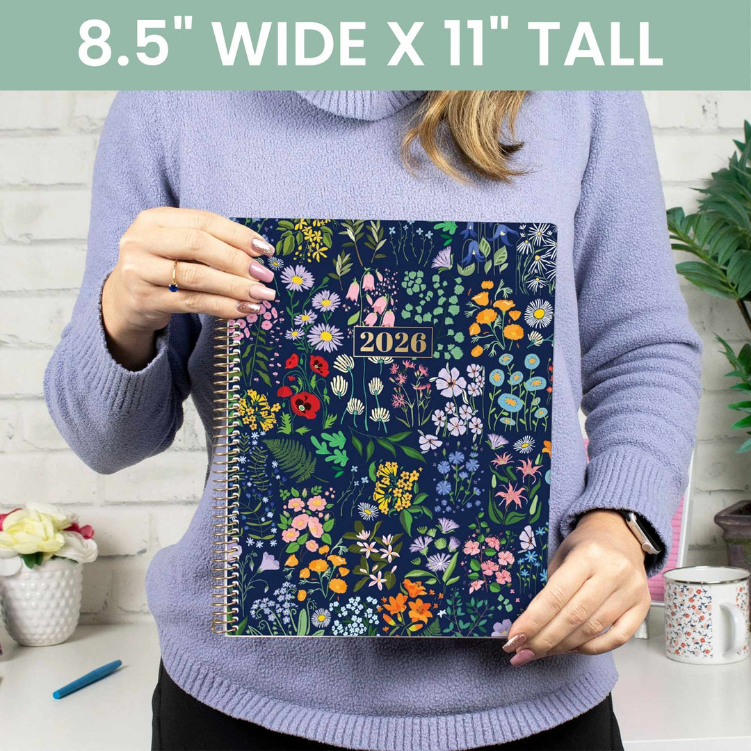 2026 Soft Cover Planner, 8.5" x 11", Garden Party, Navy