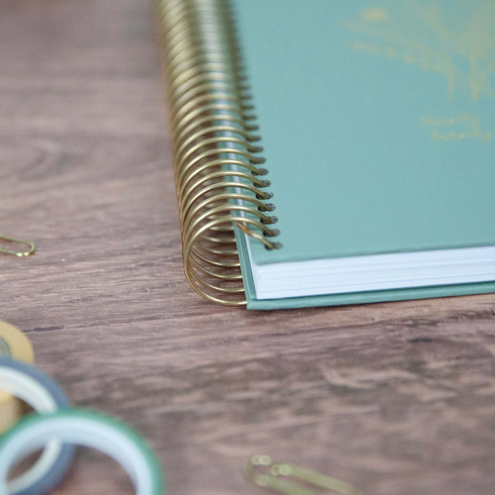 2025-26 Hard Cover Planner, 5.5" x 8.25", Green Linen