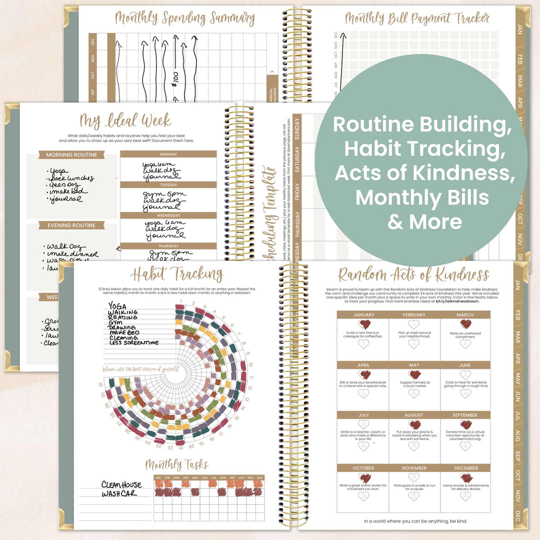 2026 Vision Planner, 7.5" x 9", Green Linen