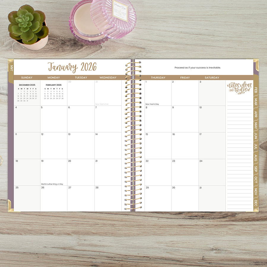 2026 Hard Cover Planner, 8.5" x 11", Linen, Purple