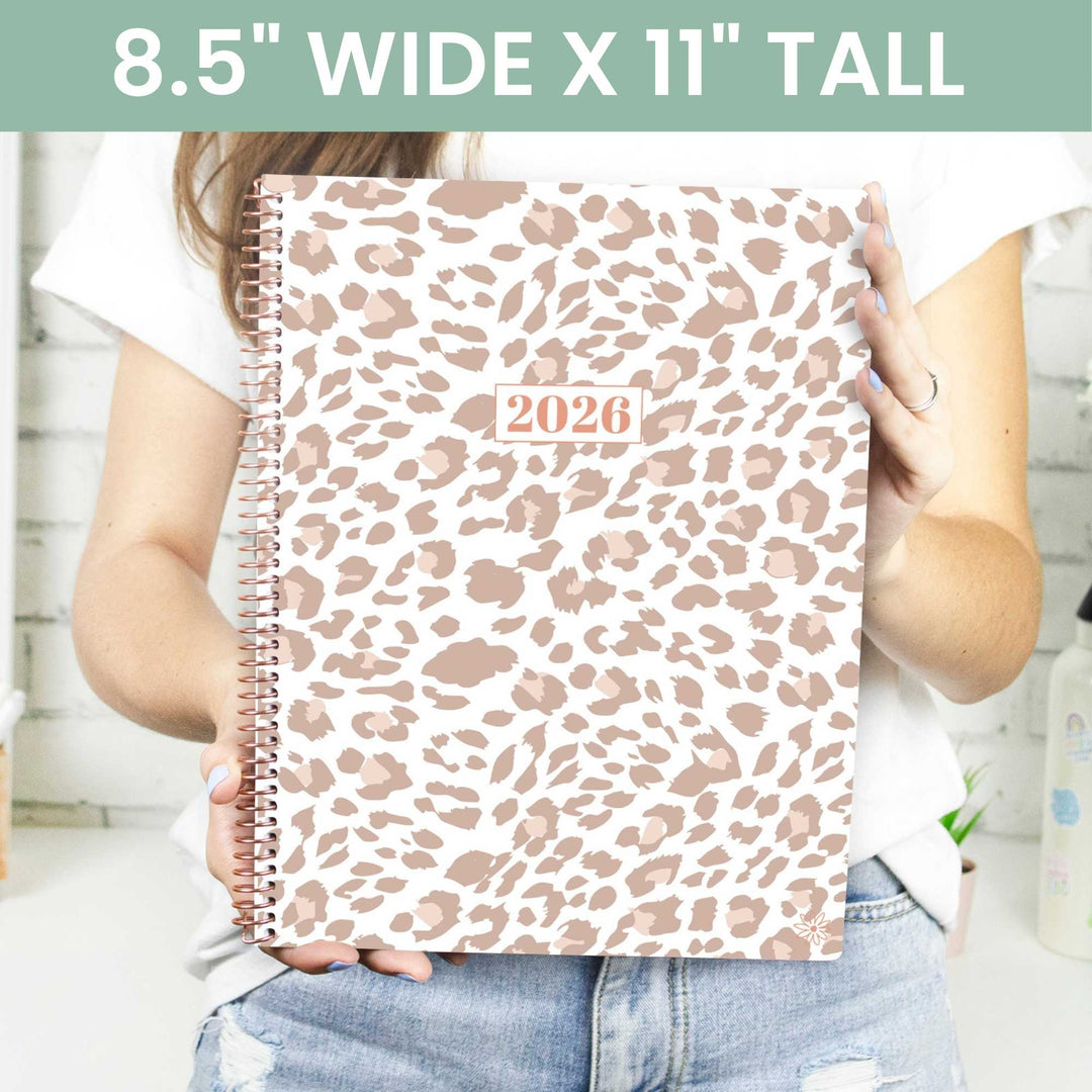 2026 Soft Cover Planner, 8.5" x 11", Tan Leopard