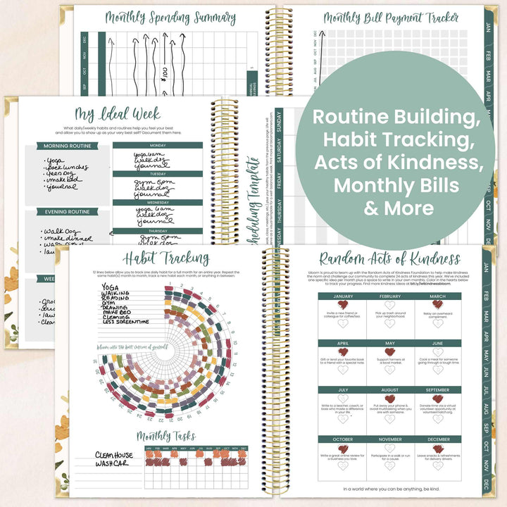 2026 Vision Planner, 7.5" x 9", Beige Bouquet