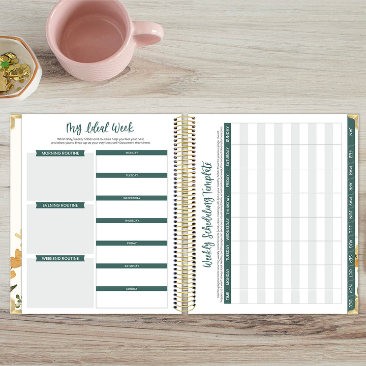 2026 Vision Planner, 7.5" x 9", Beige Bouquet