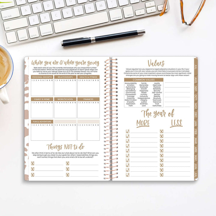 2025-26 Soft Cover Planner, 5.5" x 8.25", Tan Leopard
