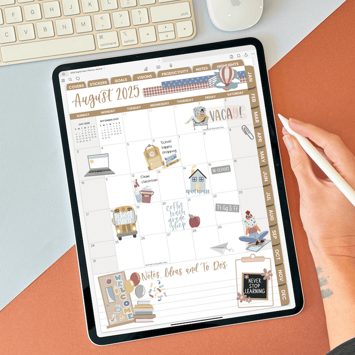 Digital Planner Stickers, Teacher Pack, Cool Tones