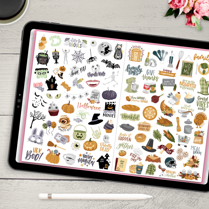 Digital Planner Stickers, Fall Essentials