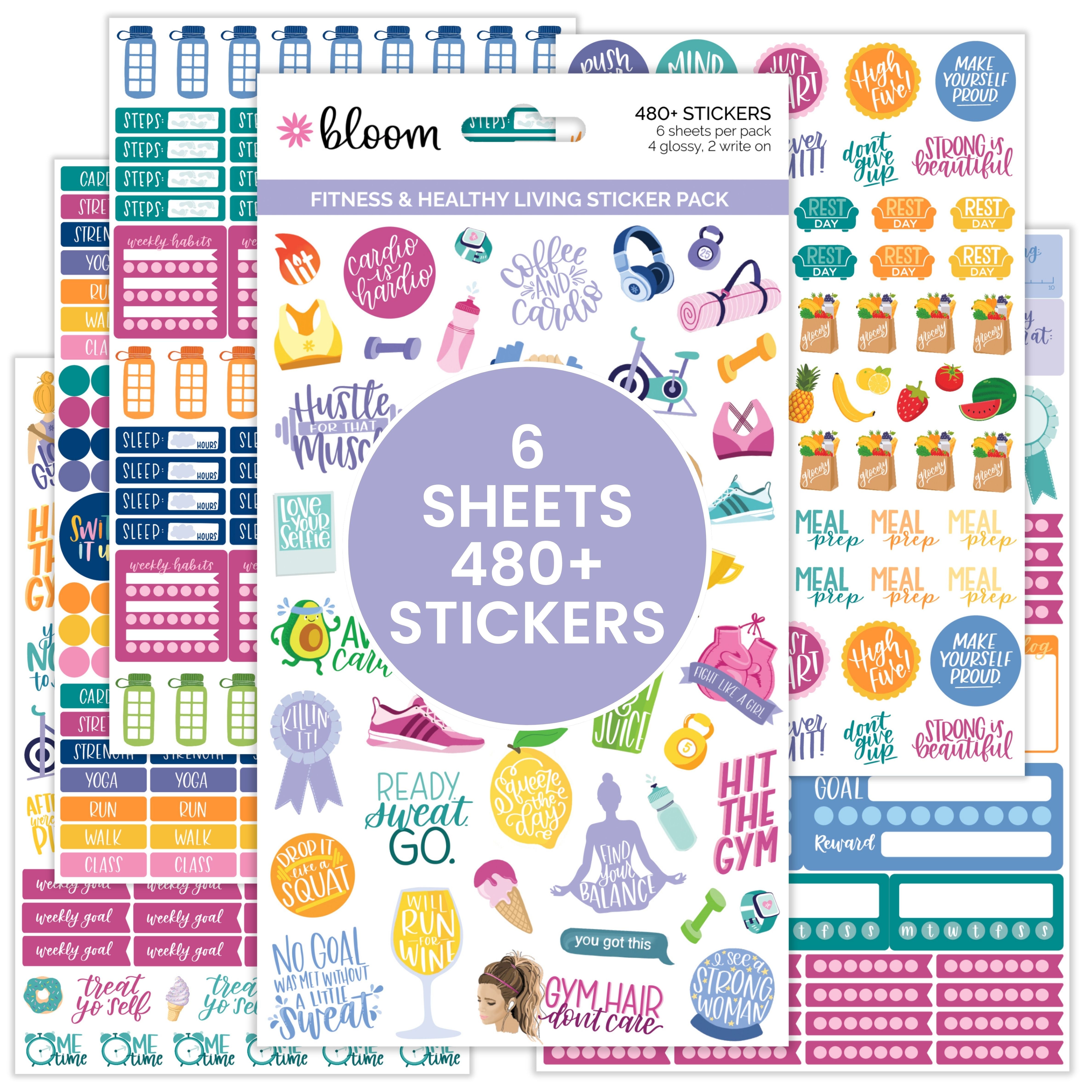 Fitness & Healthy Living Planner Sticker Sheets - bloom daily