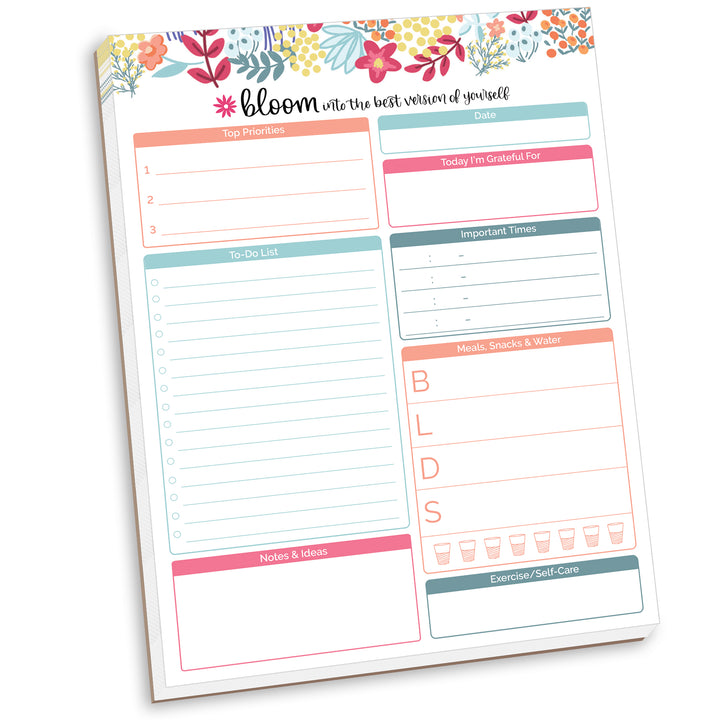 Planning Pad, 8.5" x 11", Daily Planning System, Floral Dots