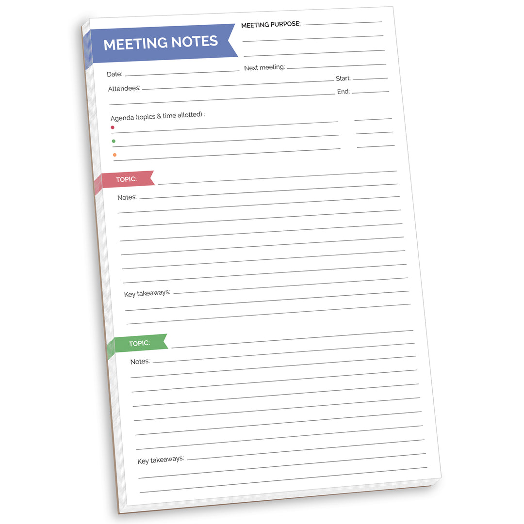 Planning Pad, 6" x 9", Double Sided Meeting Notes, Neutral